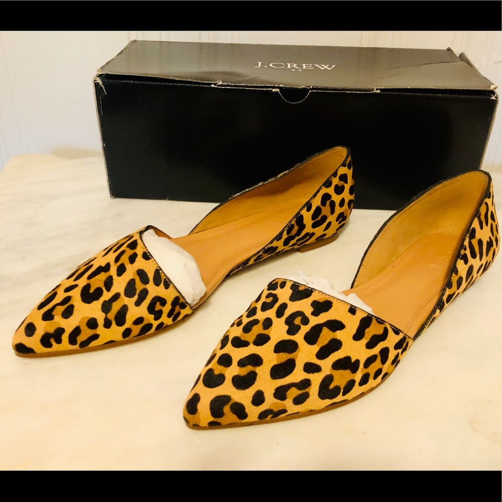 NWT J. Crew Zoe Calf Hair D’orsay Flats Leopard